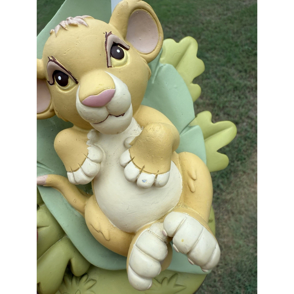 Disney Baby Simba on Leaf Lamp 13" Lion Cub Leaves White Metal Nursery No Shade - Picture 11 of 13